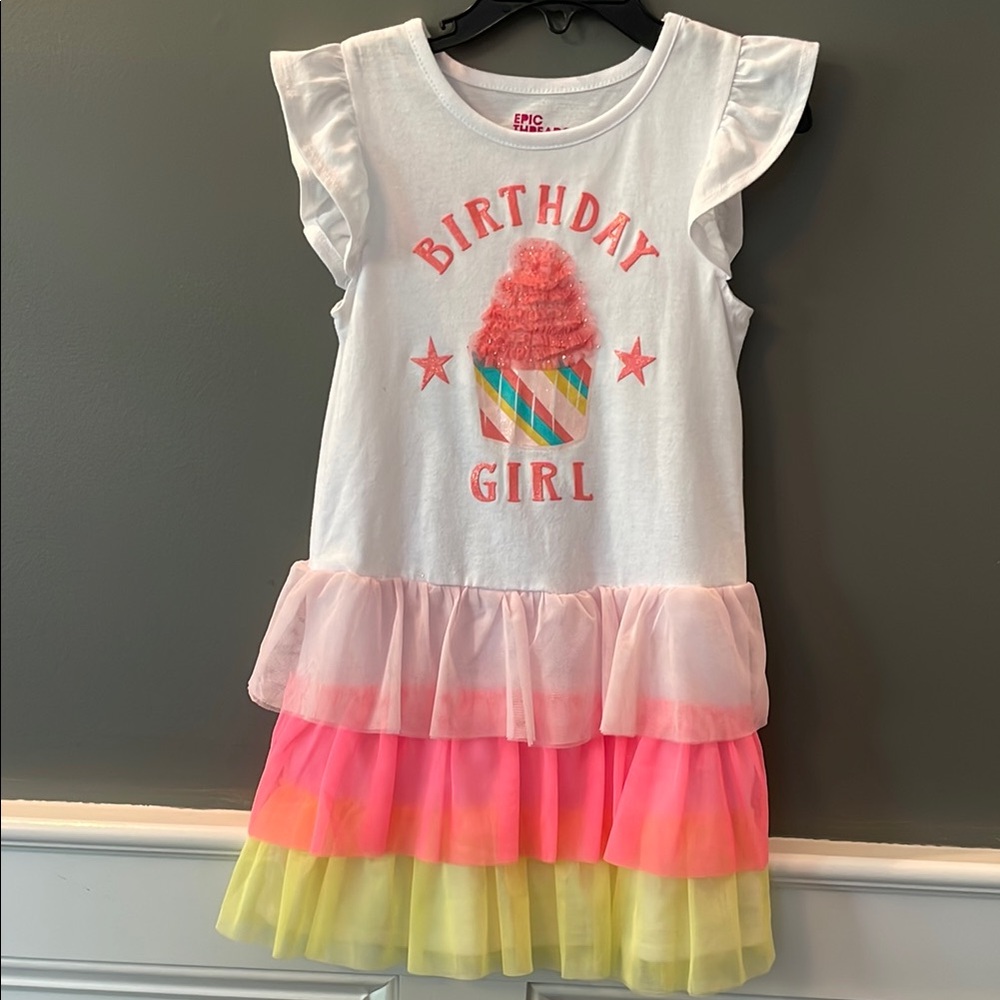 Birthday Girl Dress with Cupcake Design